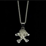 White Gold Skull and Cross Bones Chain With Pave Set Diamonds