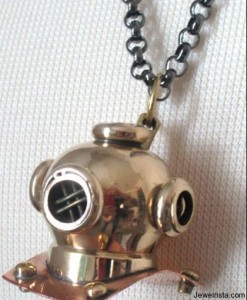 Antique Brass Scuba Helmet Chain