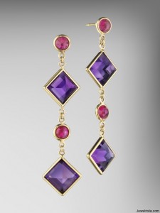 Paolo Costagli Amethyst and Ruby Florentine Chain Earrings