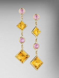 Paolo Costagli Citrine and Pink Sapphire Florentine Chain Earrings