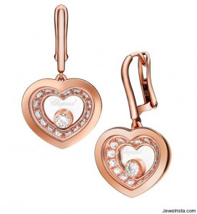 18kt Rose Gold Diamond Earrings By Chopard