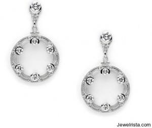 Circle Diamond Drop Earrings