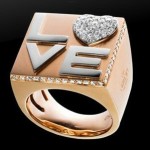 Diamond and Gold Love Ring By Grimoldi