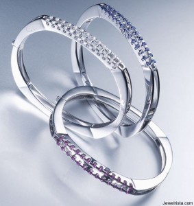 Diamond and Sapphire Bangle Bracelets by Kria