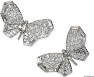 Antique Butterfly Diamond Stud Earrings