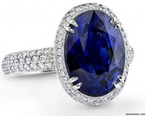 Diamond and Sapphire Engagement Wedding Ring