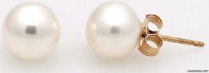 Real Pearl and Gold Stud Earrings