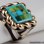 Turquoise Mosaic Gold Ring By Dian Malouf