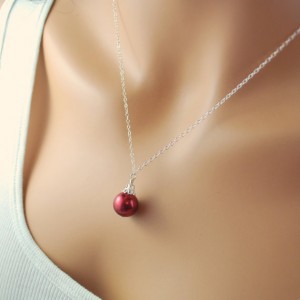 Christmas Jewelry Gift Ideas Red Ornament Necklace