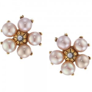 Flower Earrings 1 - Pearls and Gold